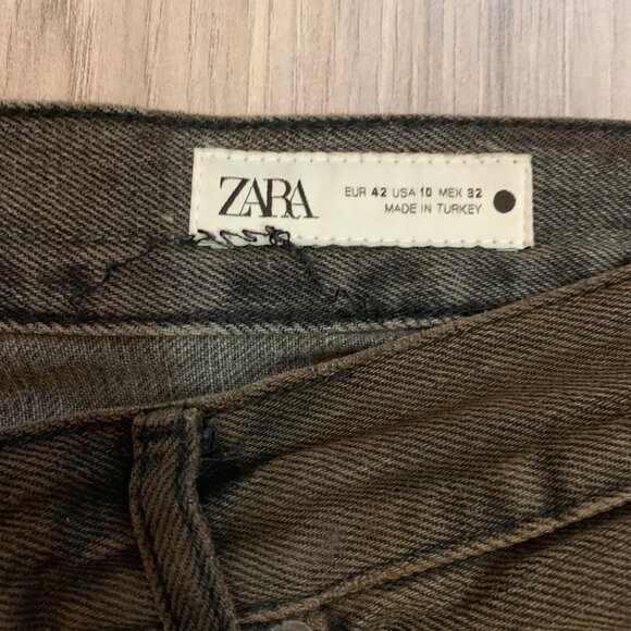 Zara Women's Brown Straight Leg Jeans Size 42 EUR (US 10) Vintage Wash - Picture 4 of 5